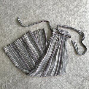SNEAK PEEK WIDE LEG BELTED CASUAL LINEN STRIPED PANTS TROUSERS (WOMEN'S SMALL)
